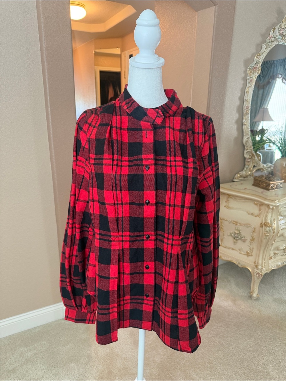 Ted Baker Red & Black Plaid Button-Up Shirt